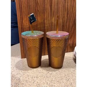 Set of two Starbucks 50th Anniversary Studded 16 Oz Grande tumblers - New
